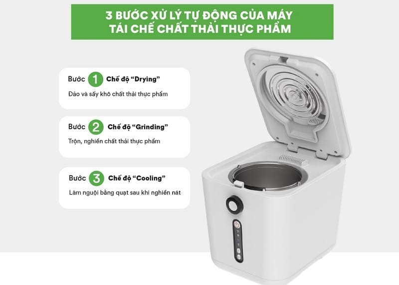 Nguyên lý hoạt động của các thiết bị tái chế rác thải thực phẩm máy xử lý rác hữu cơ gia đình