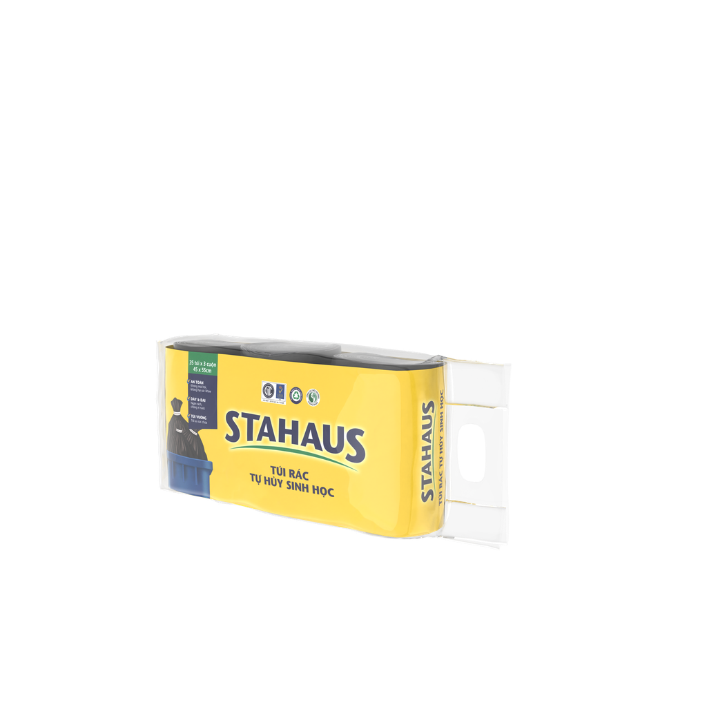 Túi Rác Tự Hủy Sinh Học STAHAUS 45x55cm (màu đen) (3 cuộn/1kg)