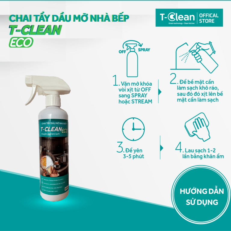 Chai tẩy dầu mỡ T-Clean  500 mml