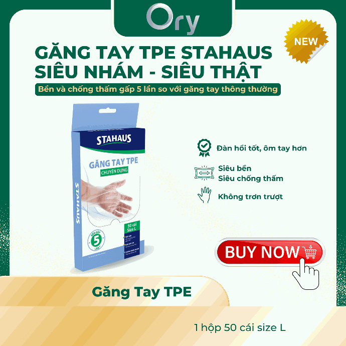 Găng Tay TPE STAHAUS siêu nhám-siêu thật size L (50 cái/hộp)