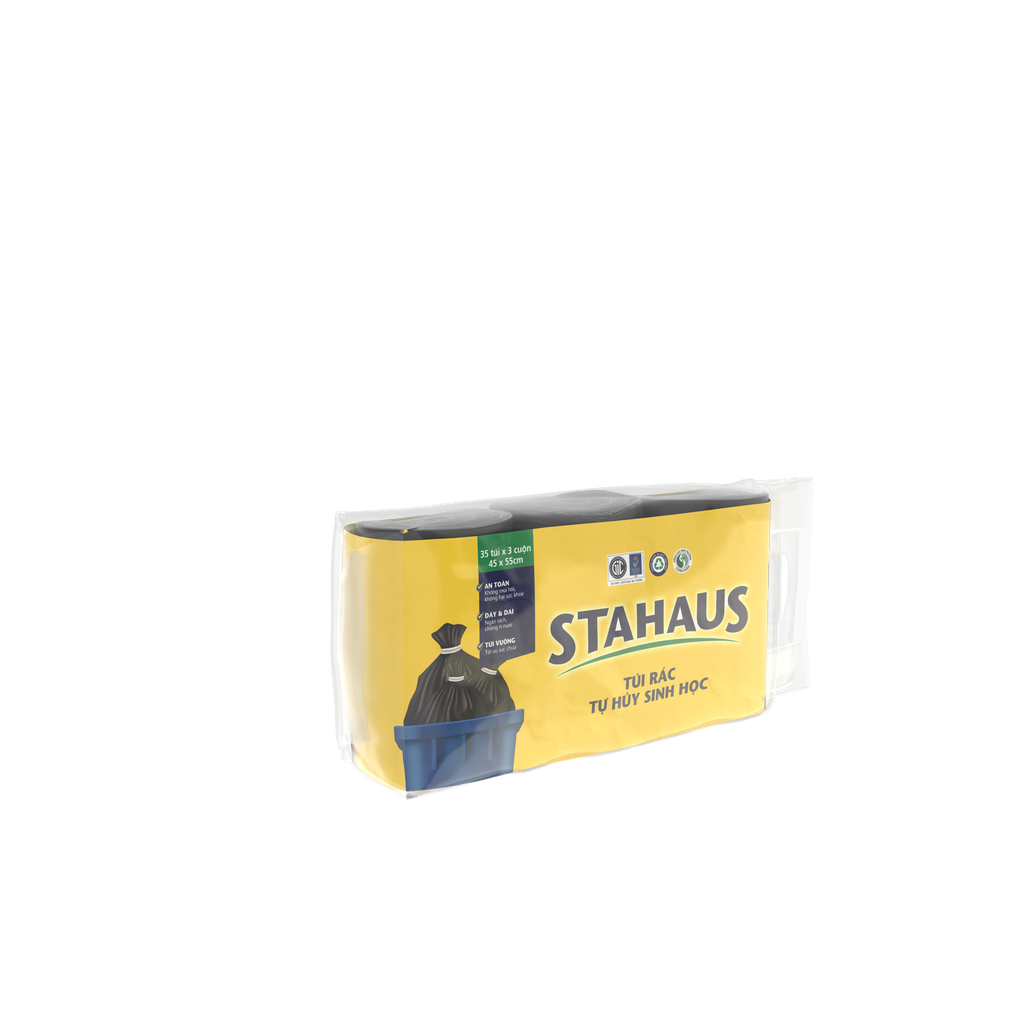 Túi Rác Tự Hủy Sinh Học STAHAUS 45x55cm (màu đen) (3 cuộn/1kg)