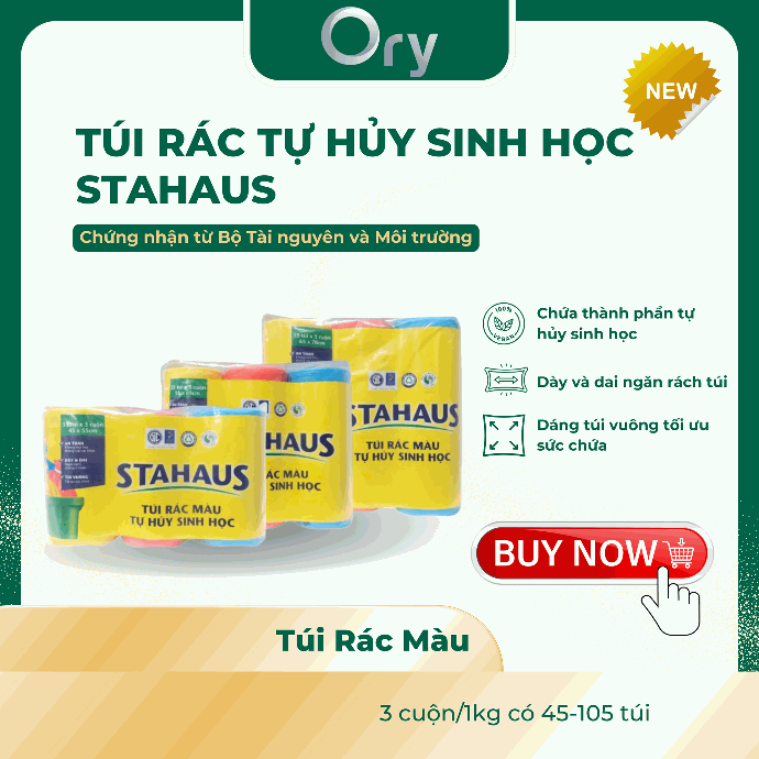 Túi Rác Tự Hủy Sinh Học STAHAUS 45x55cm (phân loại) (3 cuộn/1kg)