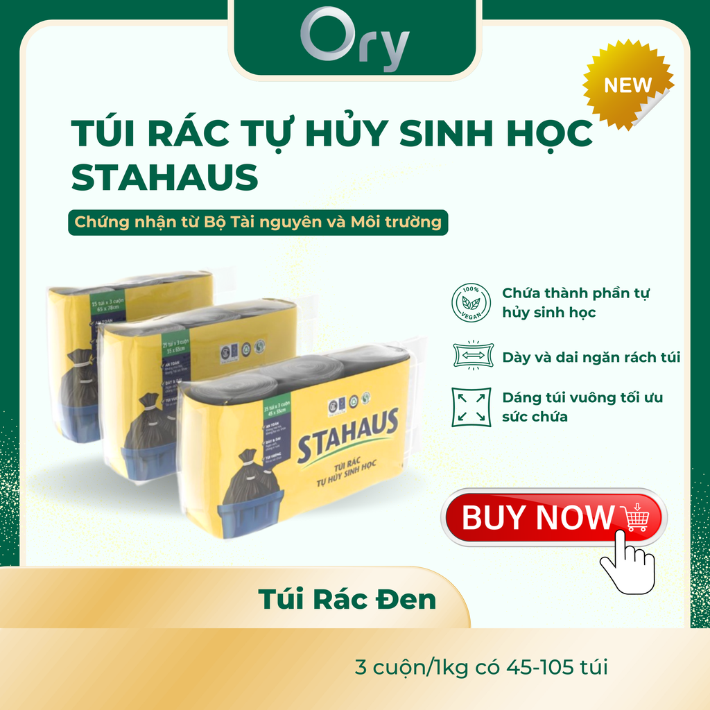 Túi Rác THSH STAHAUS 55x65cm (màu đen) (3 cuộn/1kg)