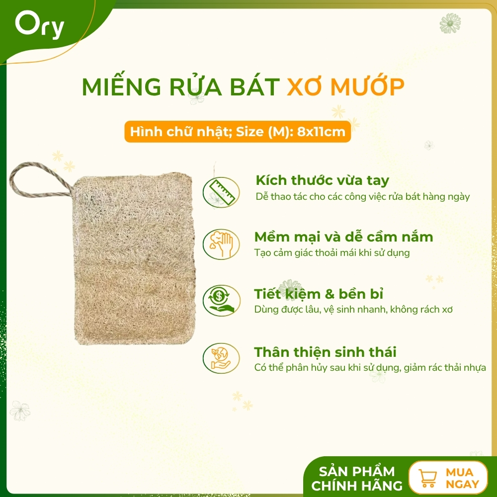 Miếng Rửa Bát Xơ Mướp Hình Chữ Nhật - Size M