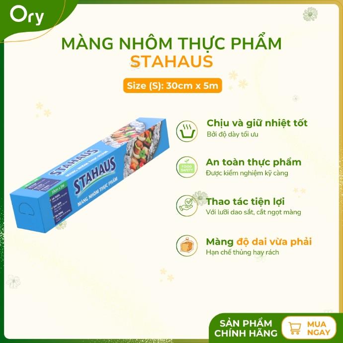 Màng nhôm thực phẩm STAHAUS, chịu nhiệt, an toàn 30cm x 5m