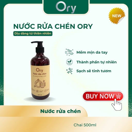 Nước rửa chén ORY, dịu dàng từ thiên nhiên (chai 500ml)