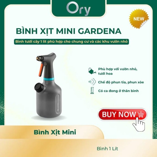 [G200004] Bình xịt tưới cây mini, chế độ phun tia, phun xòe 1 Lít Gardena