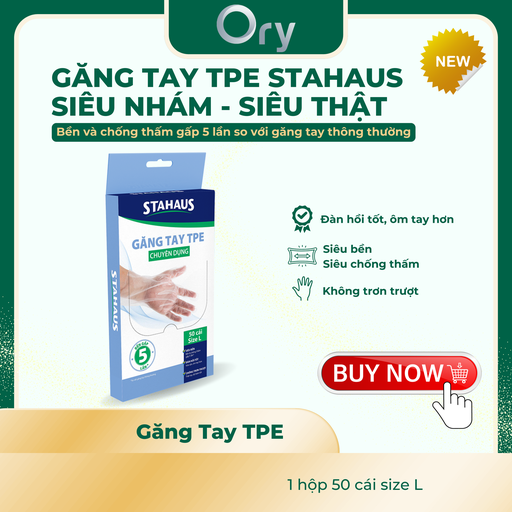 [G500003] Găng Tay TPE STAHAUS siêu nhám-siêu thật size M (50 cái/hộp)