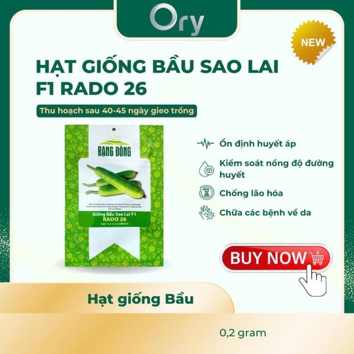 [G300002] Hạt giống Bầu sao lai F1 Rado 26, thu hoạch sau 40-45 ngày (0,2 gram)