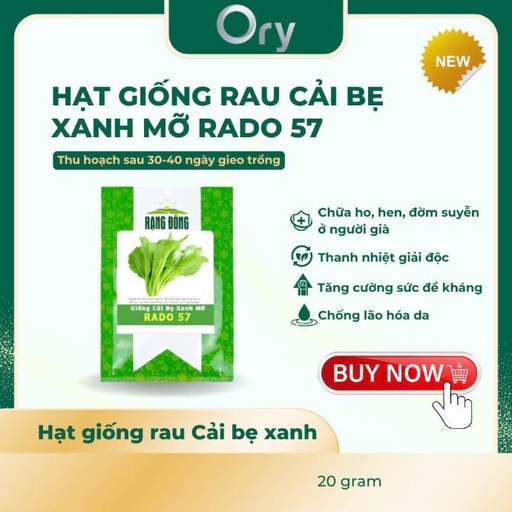 [G300006] Hạt giống Cải bẹ xanh mỡ Rado 57, thu hoạch sau 30-40 ngày (20 gram)