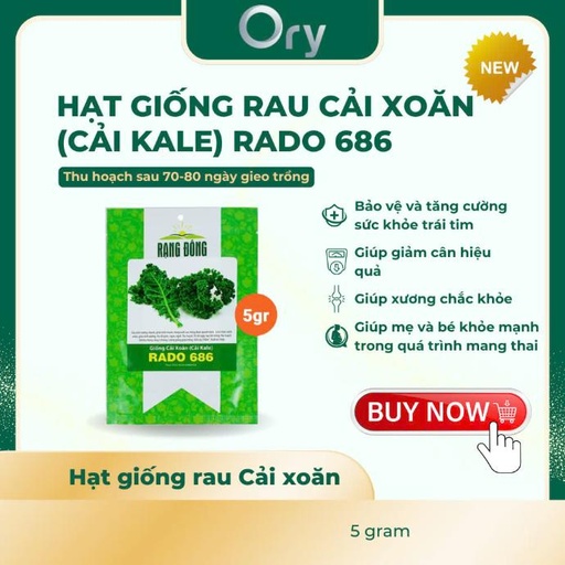 [G300005] Hạt giống Cải Xoăn (Cải Kale) Rado 686, thu hoạch sau 70-80 ngày (5 gram)