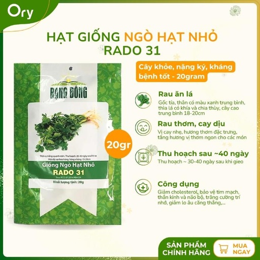 [G300012] Hạt giống Ngò hạt nhỏ Rado 31, thu hoạch sau ~40 ngày (20 gram)