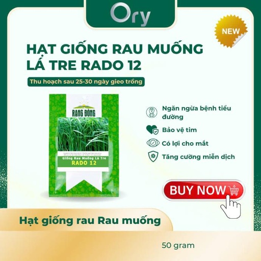 [G300017] Hạt giống Rau muống lá tre Rado 12, thu hoạch sau 25-30 ngày (50 gram)