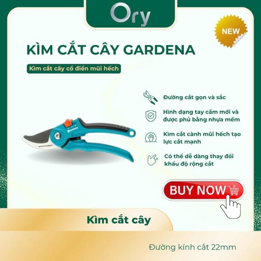 [G200005] Kìm cắt cây cổ điển mũi hếch cao cấp 22mm Gardena