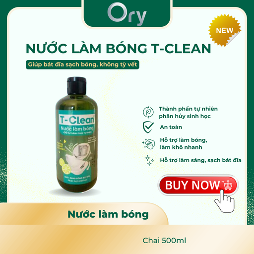 [G700008] Nước Làm Bóng T-Clean hương chanh Eco, Bát Đĩa Sáng Bóng (chai 500ml)