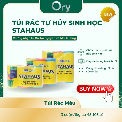 [G400006] Túi Rác THSH STAHAUS 65x78cm (màu xanh,hồng,vàng) (3 cuộn/1kg)