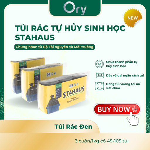 [G400001] Túi Rác THSH STAHAUS 45x55cm (màu đen) (3 cuộn/1kg)